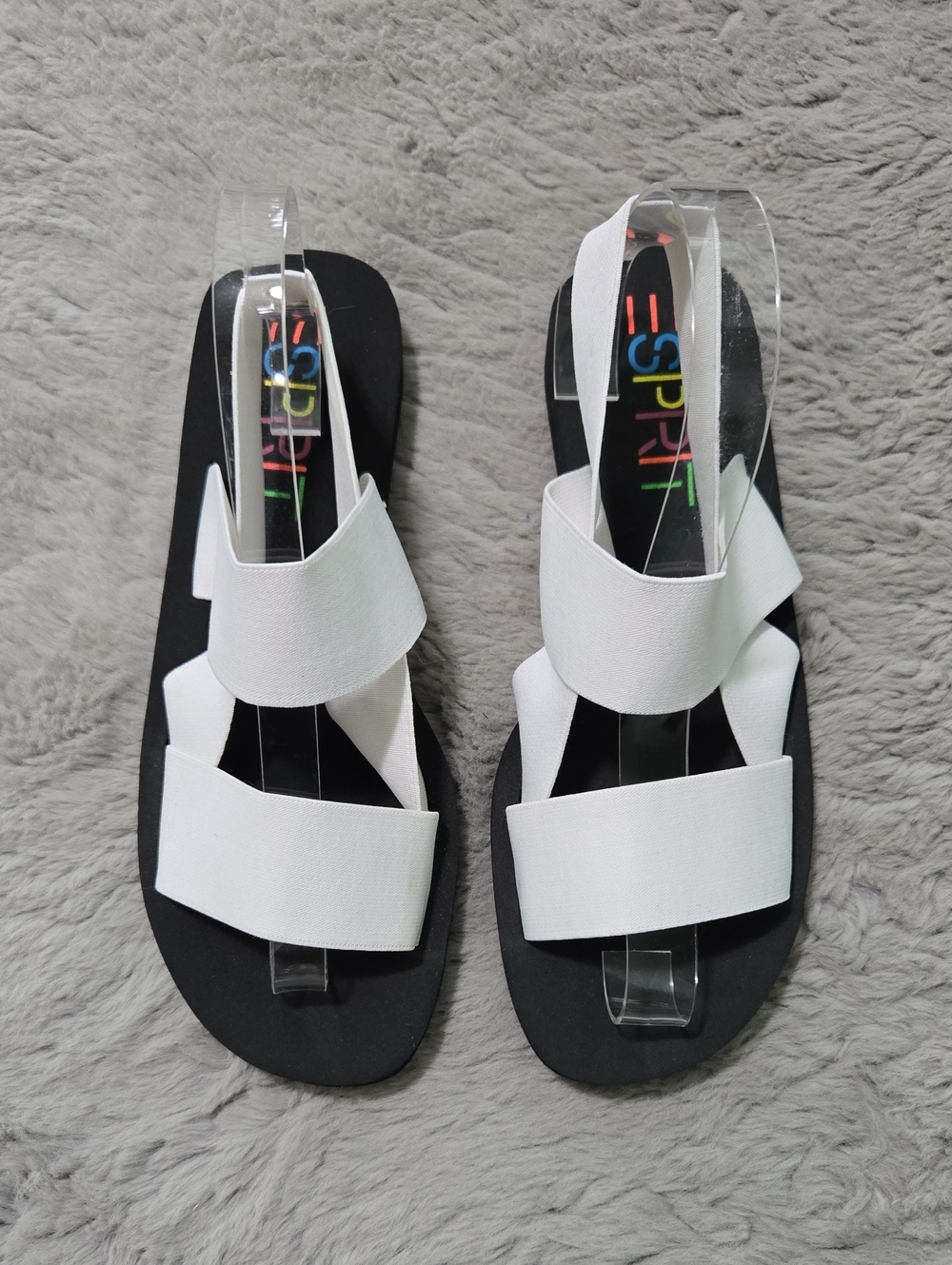 Vintage Esprit white elastic straps sandals size 8.5